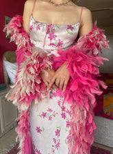 60s Fuchsia Feather Robe